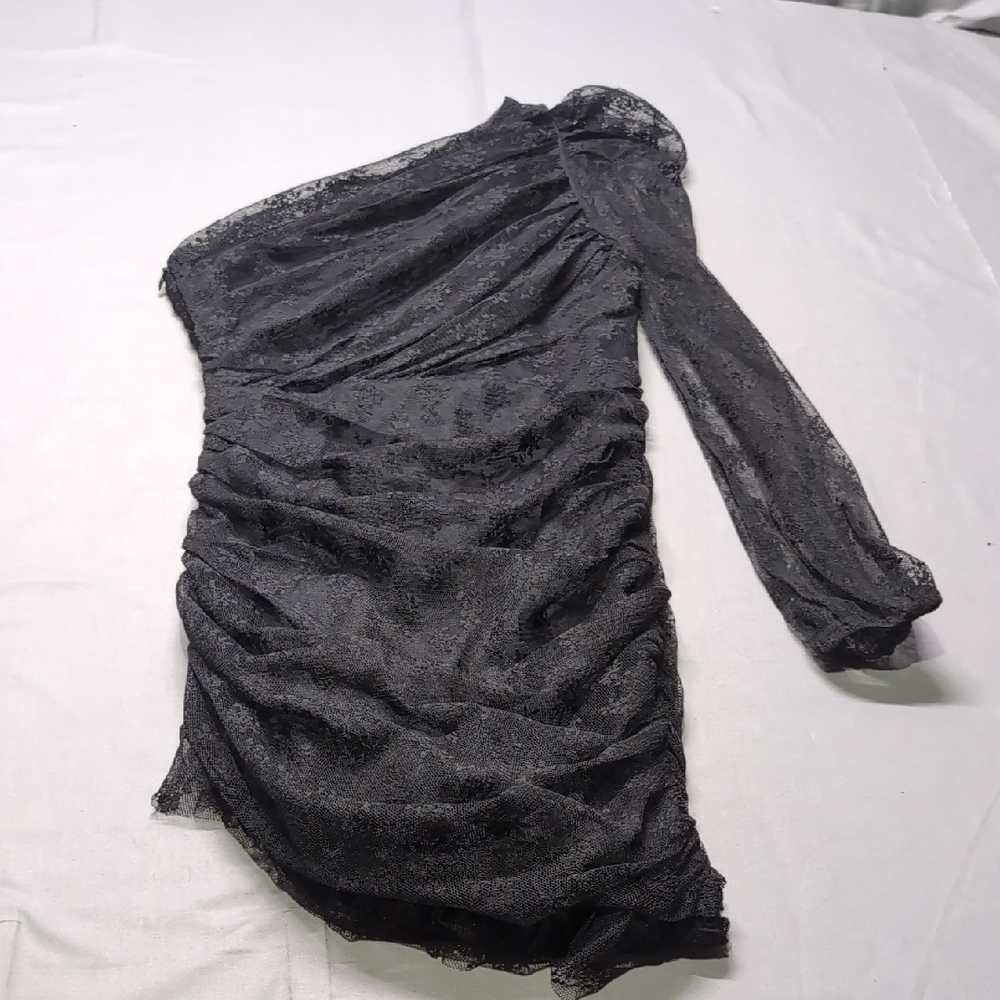 Showpo Black Ruched‎ Asymmetrical Cocktail Dress Elegant Evening Wear